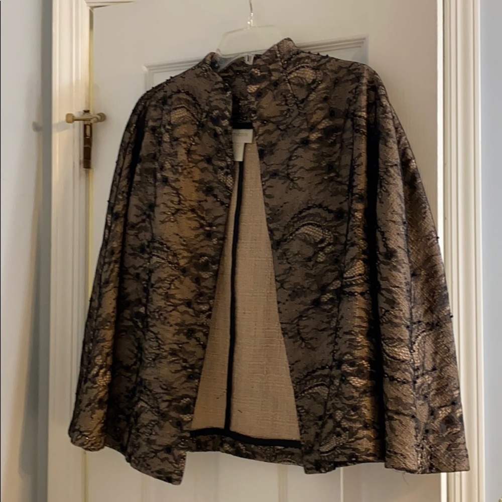 Lace overlay beaded blazer